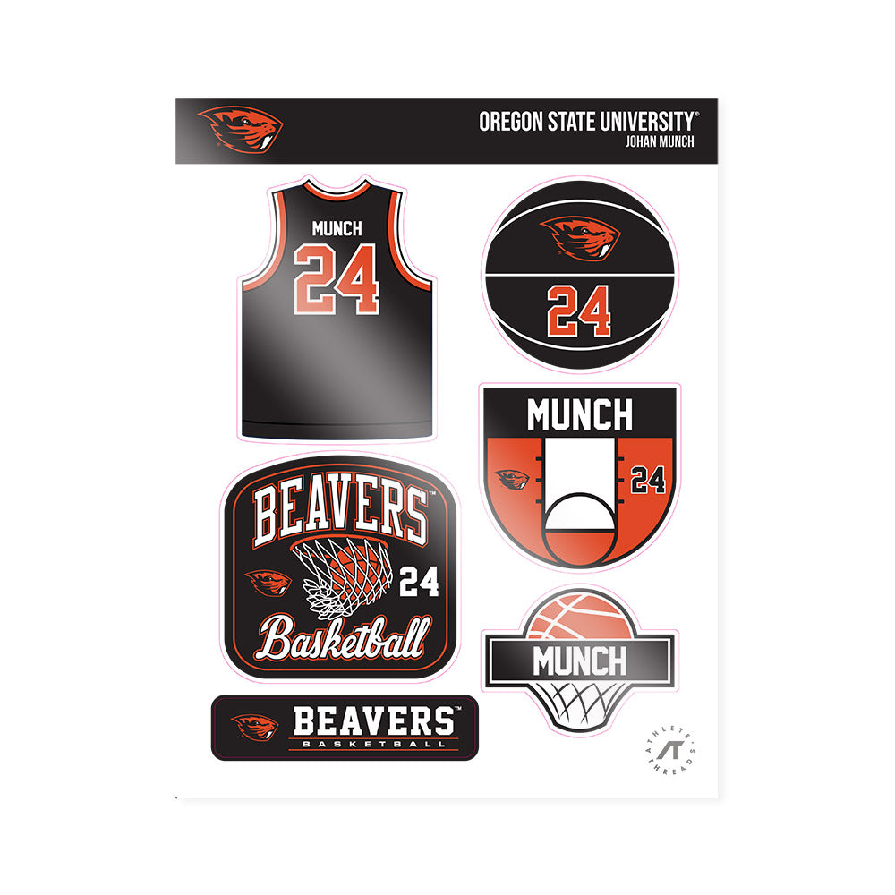 Oregon State - NCAA Men's Basketball : Johan Munch - Sticker Sheet-0
