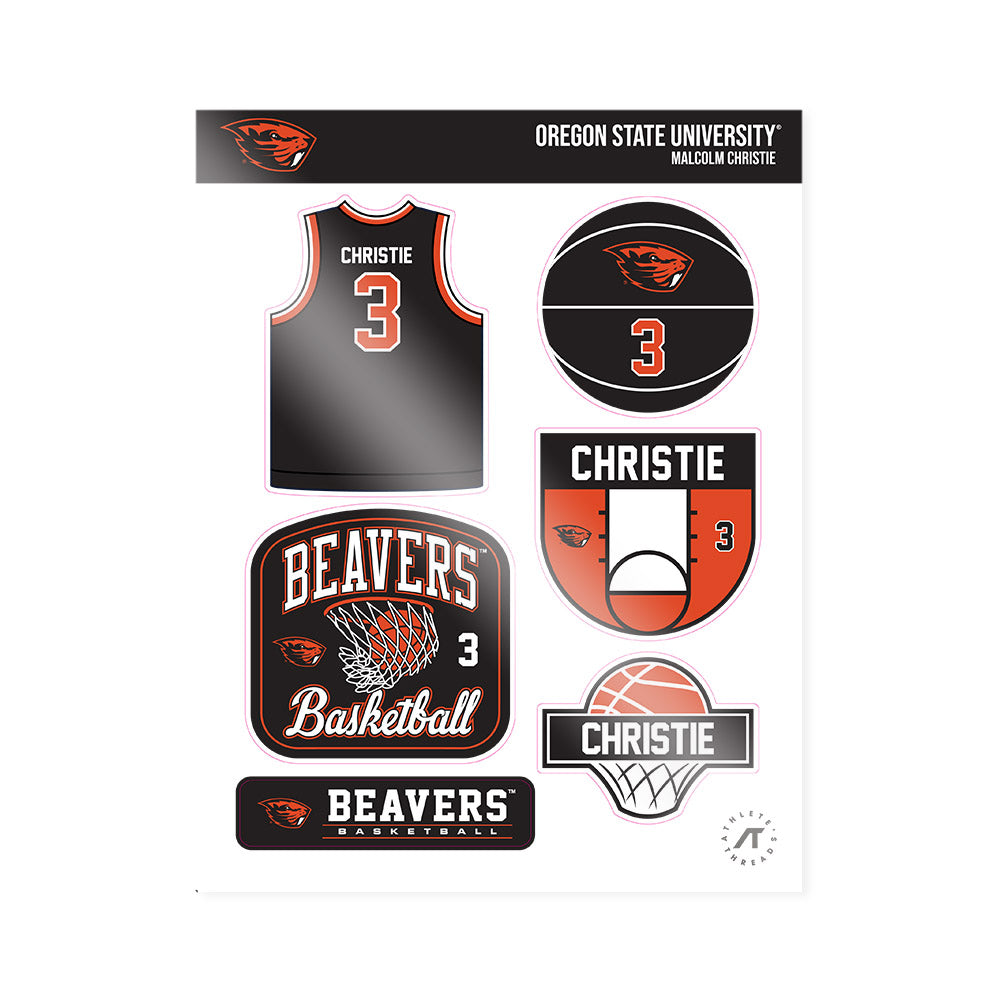 Oregon State - NCAA Men's Basketball : Malcolm Christie - Sticker Sheet-0