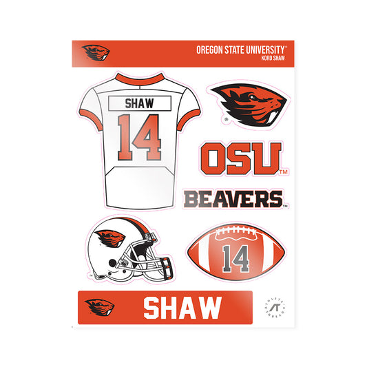 Oregon State - NCAA Football : Kord Shaw - Sticker Sheet-0