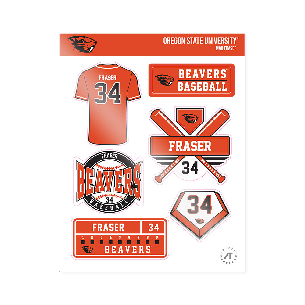 Oregon State - NCAA Baseball : Max Fraser - Sticker Sheet-0