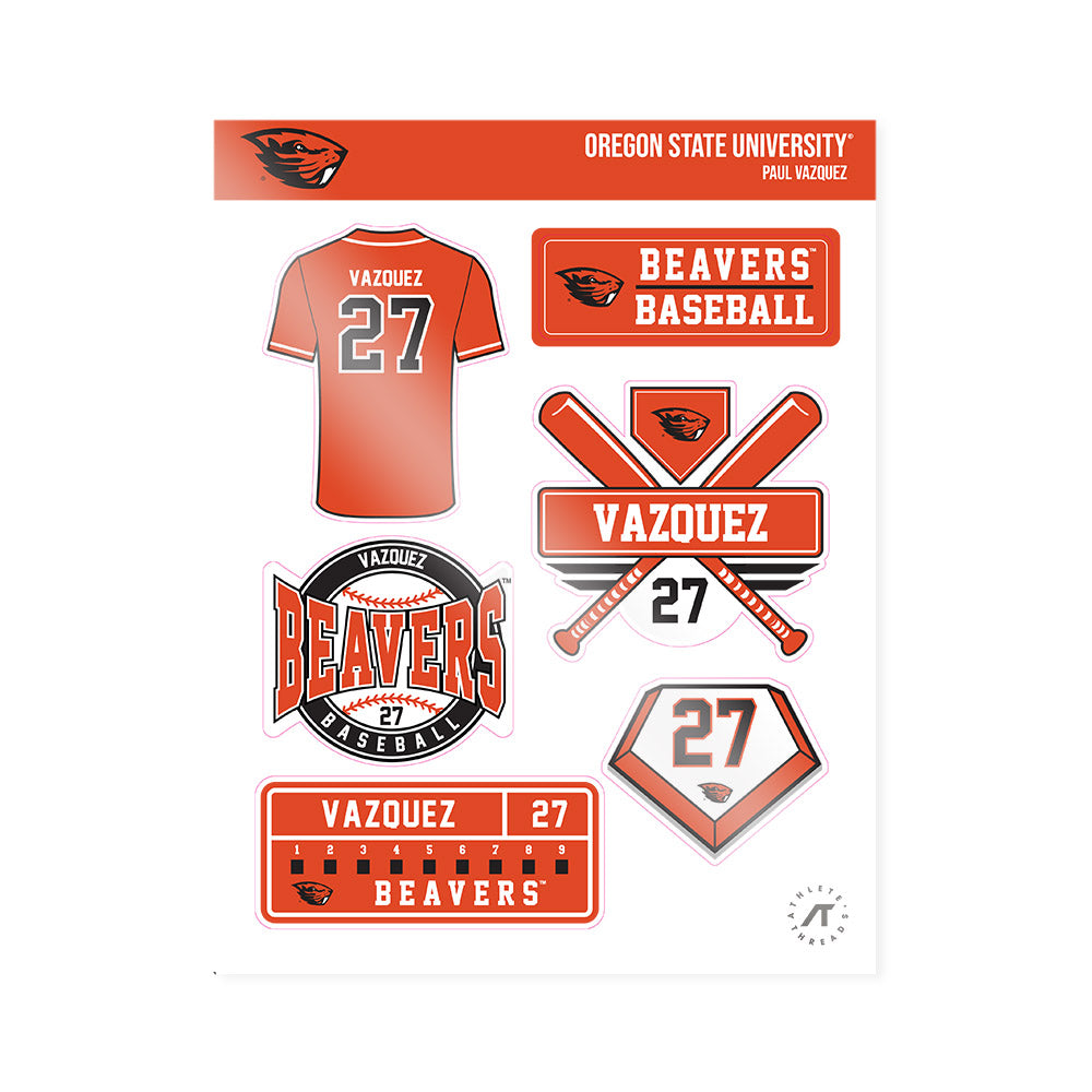 Oregon State - NCAA Baseball : Paul Vazquez - Sticker Sheet-0