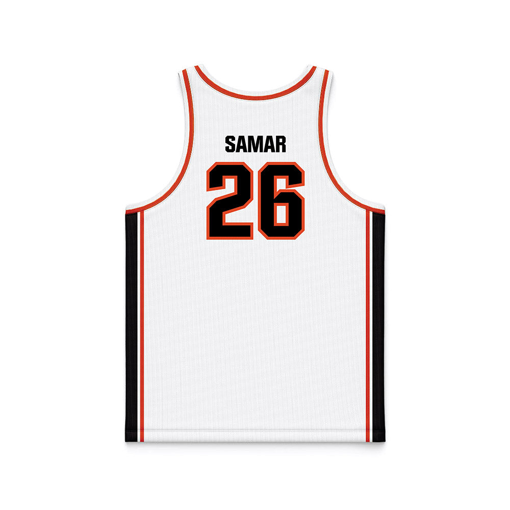 Oregon State - NCAA Men's Basketball : Matija Samar - White Basketball Jersey-1