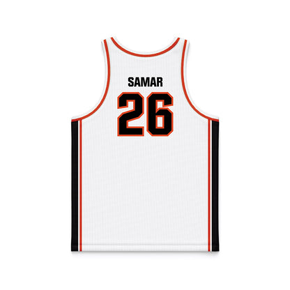 Oregon State - NCAA Men's Basketball : Matija Samar - White Basketball Jersey-1