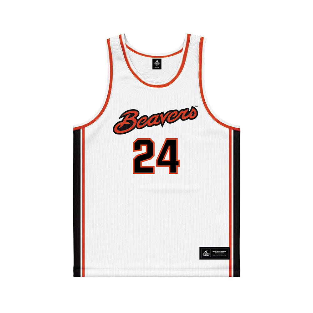 Oregon State - NCAA Men's Basketball : Johan Munch - White Basketball Jersey-0