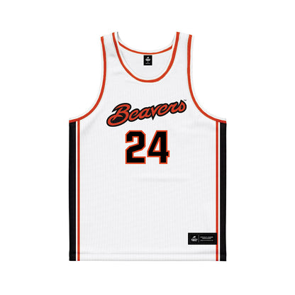 Oregon State - NCAA Men's Basketball : Johan Munch - White Basketball Jersey-0