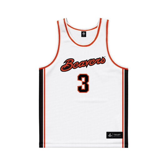 Oregon State - NCAA Men's Basketball : Malcolm Christie - White Basketball Jersey-0