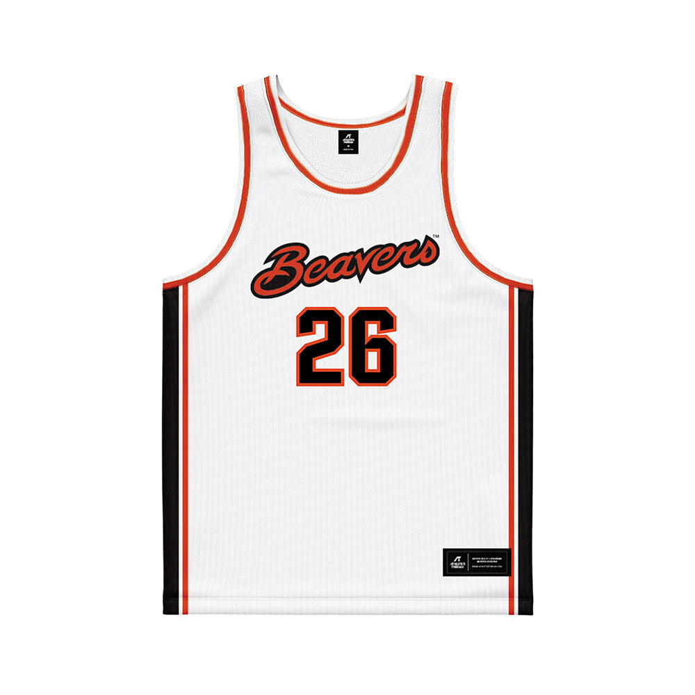 Oregon State - NCAA Men's Basketball : Matija Samar - White Basketball Jersey-0