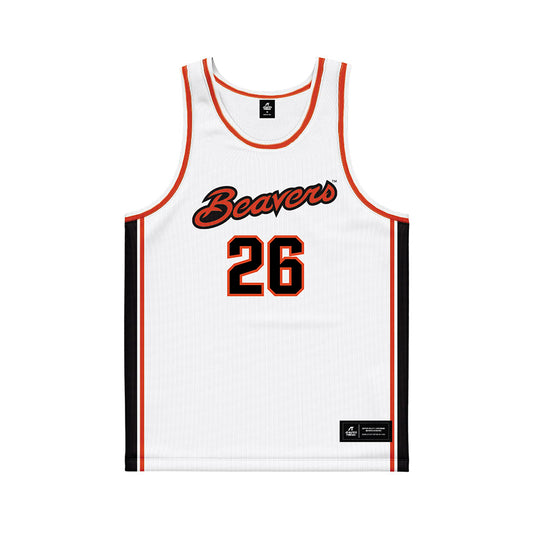 Oregon State - NCAA Men's Basketball : Matija Samar - White Basketball Jersey-0