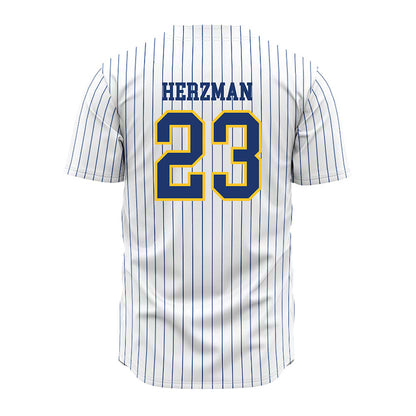New Haven - NCAA Baseball : Robert Herzman - Pinstripe Jersey-1