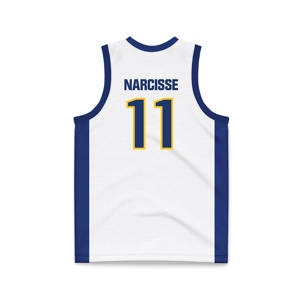 New Haven - NCAA Men's Basketball : Nate Narcisse - White Basketball Jersey-1