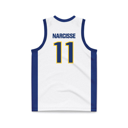 New Haven - NCAA Men's Basketball : Nate Narcisse - White Basketball Jersey-1