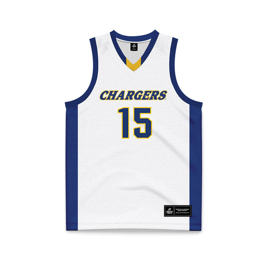 New Haven - NCAA Men's Basketball : Andre Pasha - White Basketball Jersey-0
