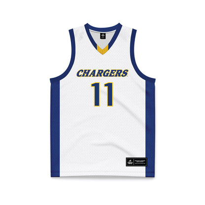 New Haven - NCAA Men's Basketball : Nate Narcisse - White Basketball Jersey-0