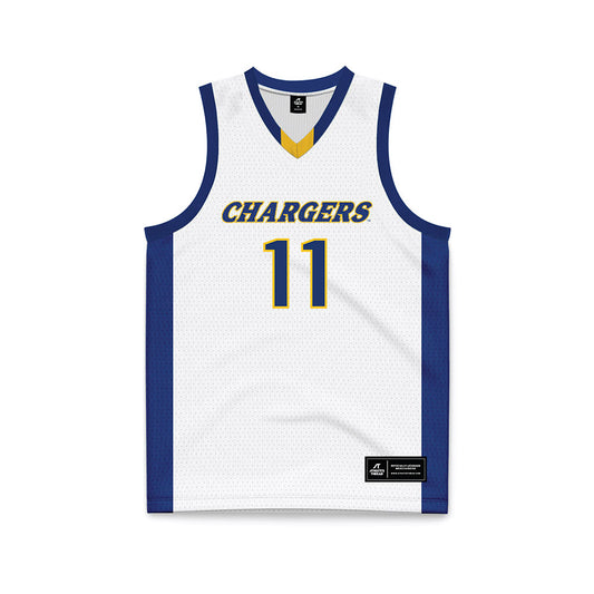 New Haven - NCAA Men's Basketball : Nate Narcisse - White Basketball Jersey-0