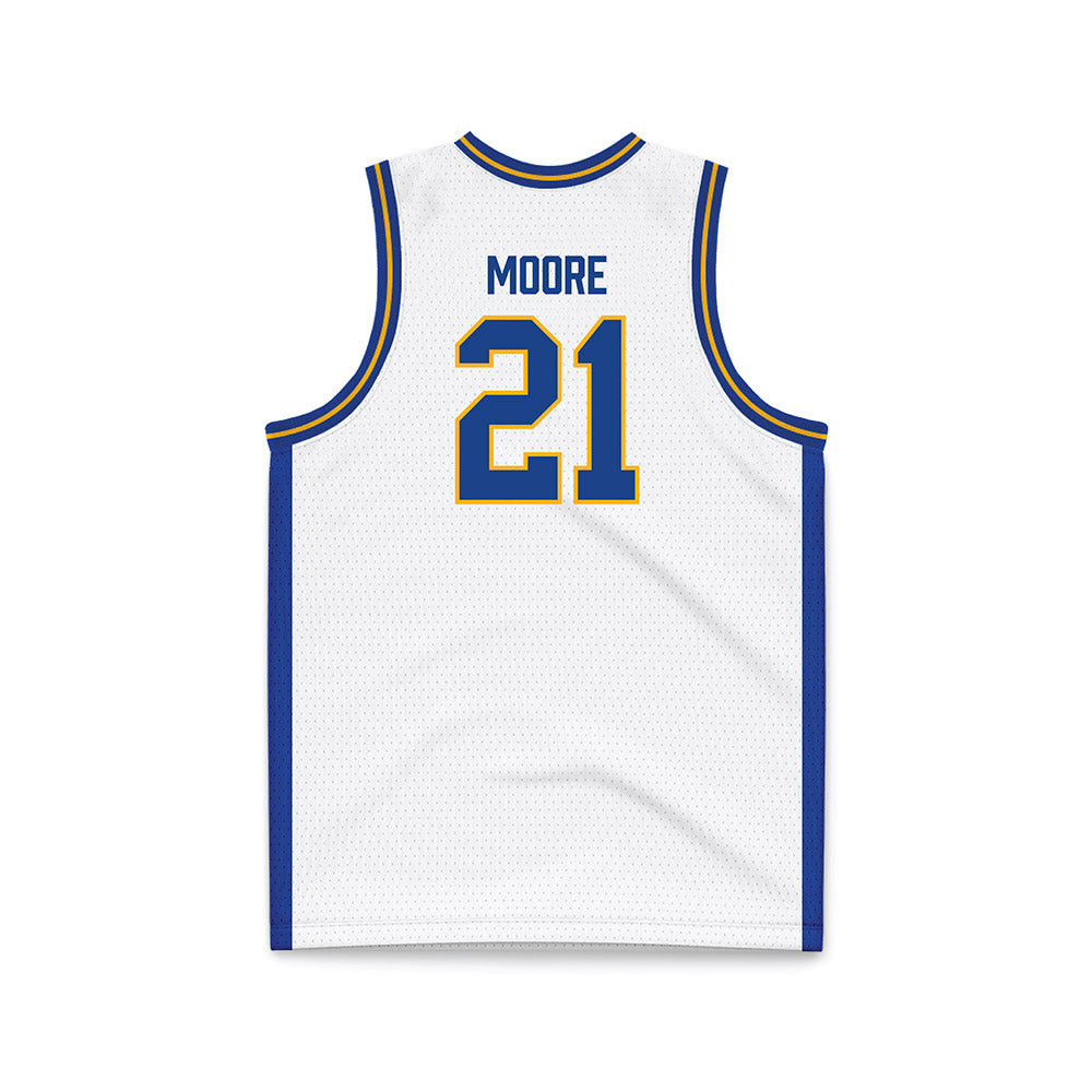 Pittsburgh - NCAA Men's Basketball : Macari Moore - White Basketball Jersey-1
