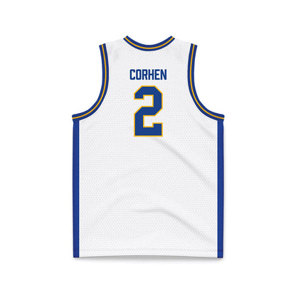 Pittsburgh - NCAA Men's Basketball : Cam Corhen - White Basketball Jersey-1