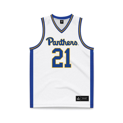 Pittsburgh - NCAA Men's Basketball : Macari Moore - White Basketball Jersey-0