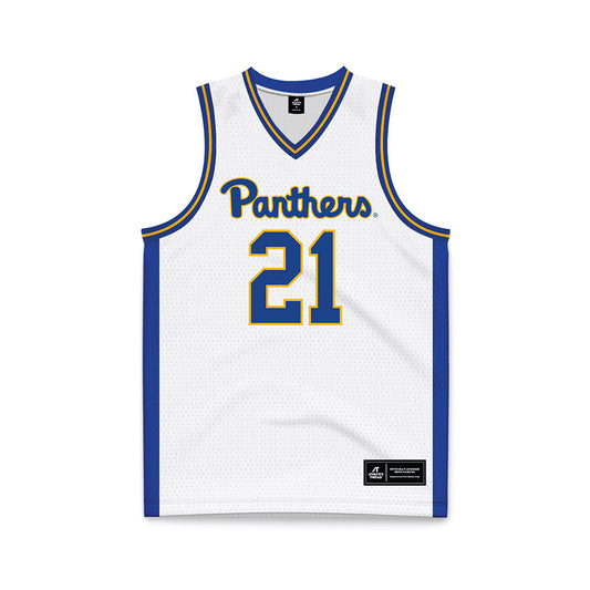 Pittsburgh - NCAA Men's Basketball : Macari Moore - White Basketball Jersey-0