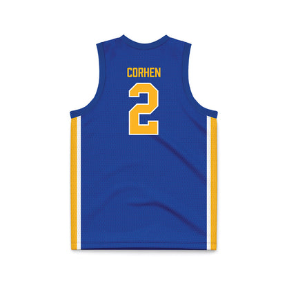 Pittsburgh - NCAA Men's Basketball : Cam Corhen - Blue Basketball Jersey-1