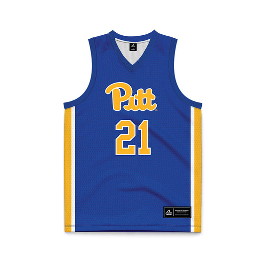 Pittsburgh - NCAA Men's Basketball : Macari Moore - Blue Basketball Jersey-0