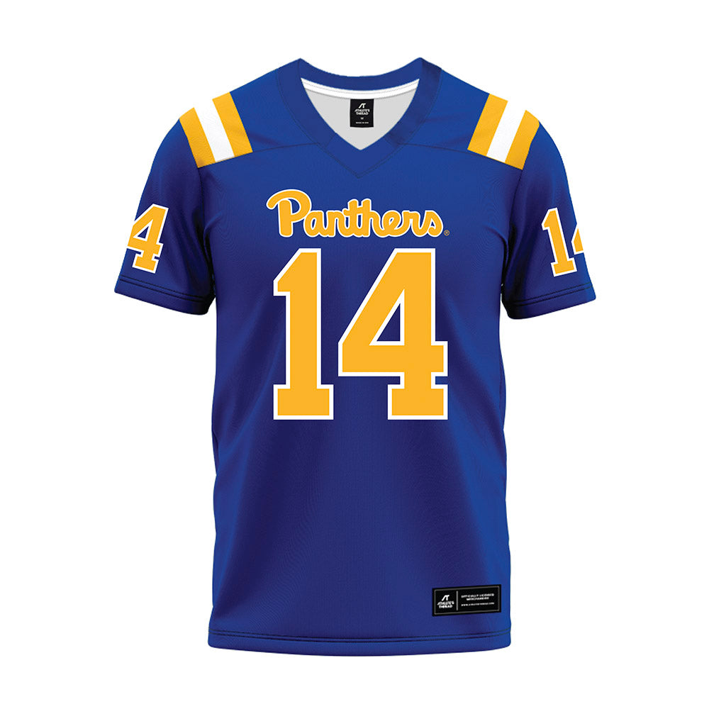 Pittsburgh - NCAA Football : Joshua Guerrier - Blue Premium Football Jersey-0