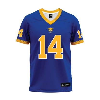 Pittsburgh - NCAA Football : Joshua Guerrier - Blue Premium Football Jersey-0