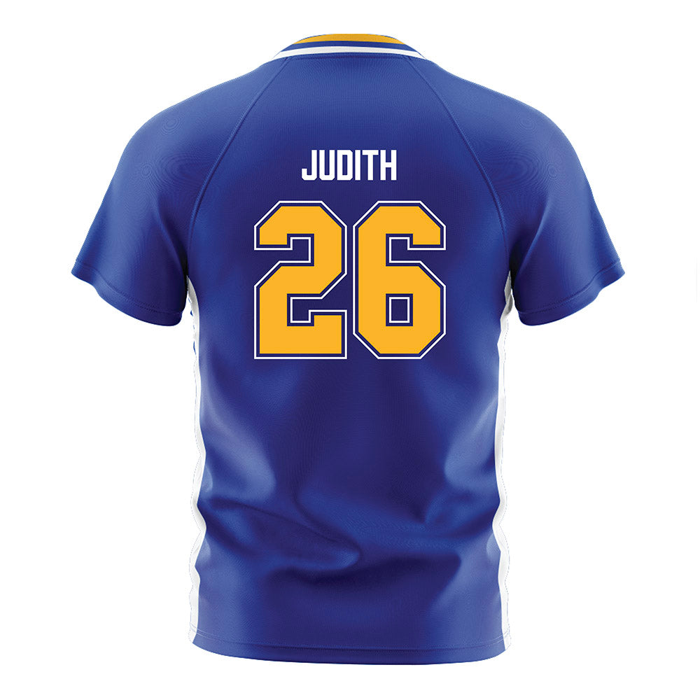 Pittsburgh - NCAA Women's Soccer : Okah Judith - Blue Soccer Jersey-1