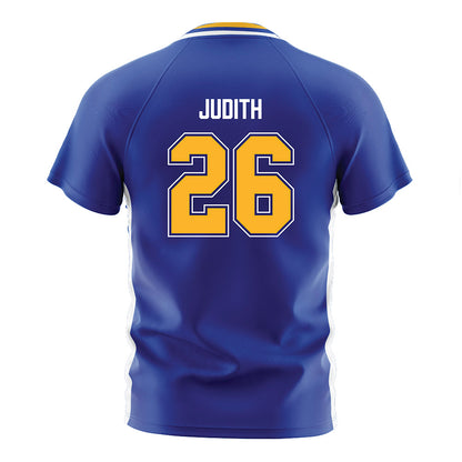 Pittsburgh - NCAA Women's Soccer : Okah Judith - Blue Soccer Jersey-1