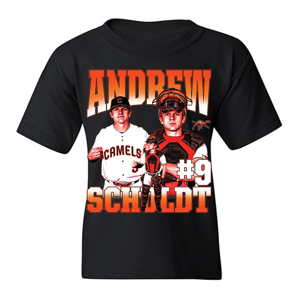 Campbell - NCAA Baseball : Andrew Schuldt - Collage Youth T-Shirt-0