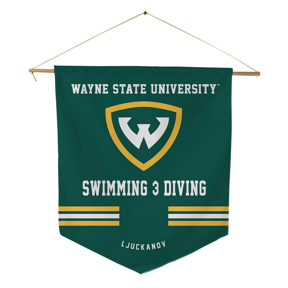 Wayne State - NCAA Women's Swimming & Diving : Lilian Ljuckanov - Pennant - 18" x 21"-0
