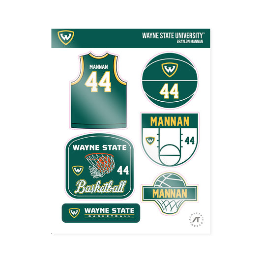 Wayne State - NCAA Men's Basketball : Braylon Mannan - Sticker Sheet-0