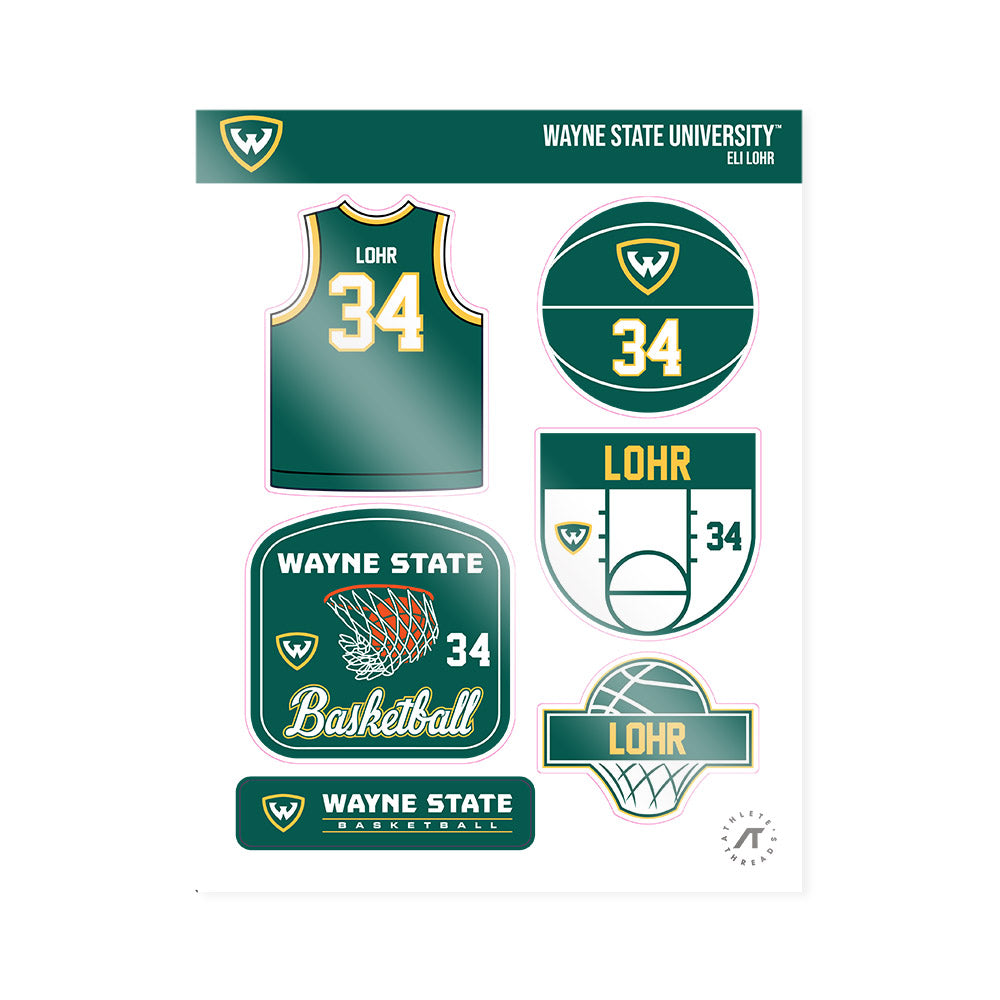 Wayne State - NCAA Men's Basketball : Eli Lohr - Sticker Sheet-0