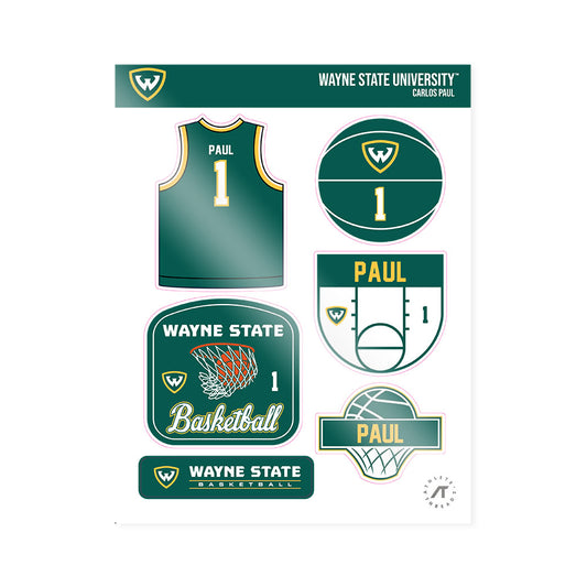 Wayne State - NCAA Men's Basketball : Carlos Paul - Sticker Sheet-0