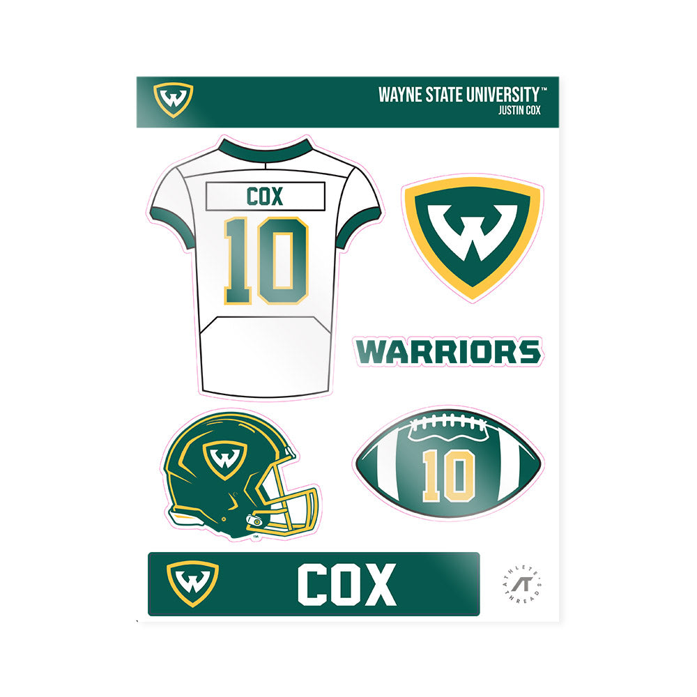 Wayne State - NCAA Football : Justin Cox - Sticker Sheet-0