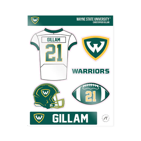 Wayne State - NCAA Football : Christopher Gillam - Sticker Sheet-0