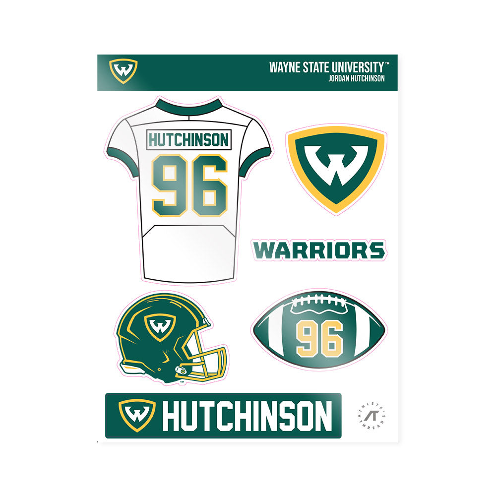 Wayne State - NCAA Football : Jordan Hutchinson - Sticker Sheet-0