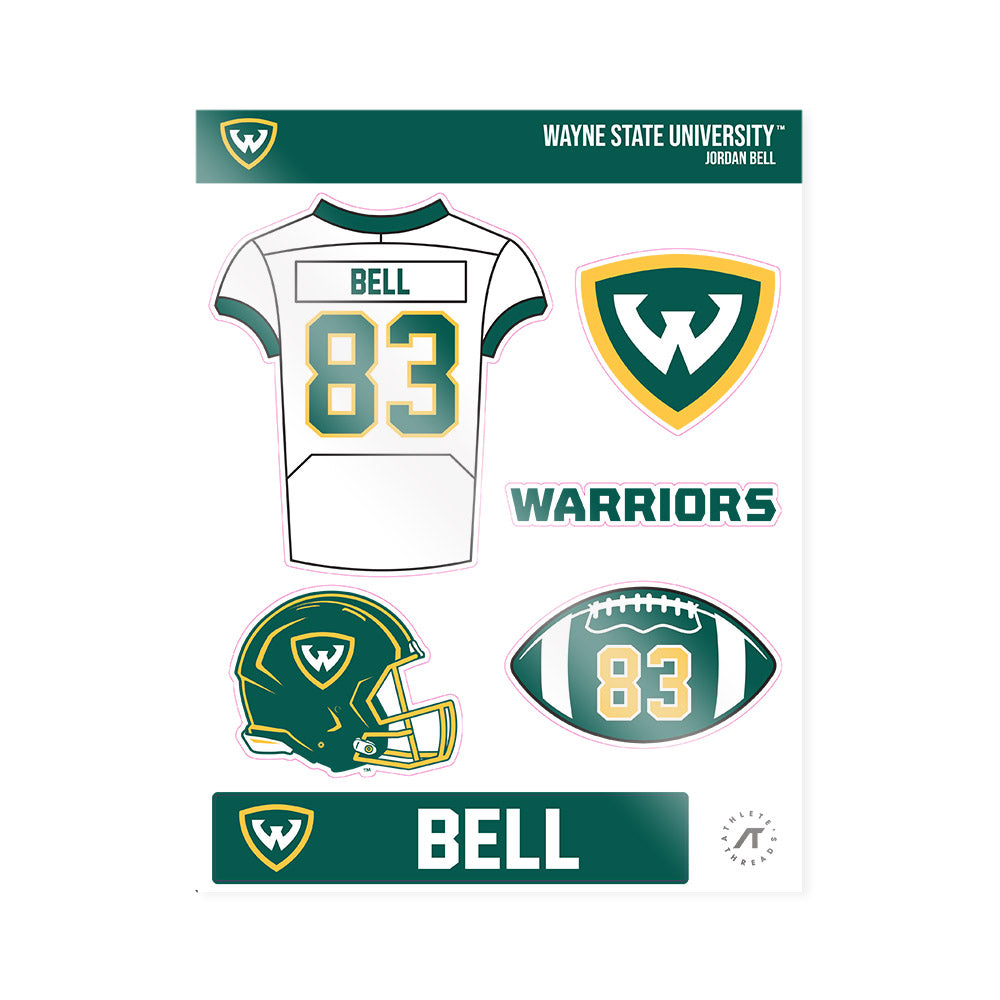 Wayne State - NCAA Football : Jordan Bell - Sticker Sheet-0