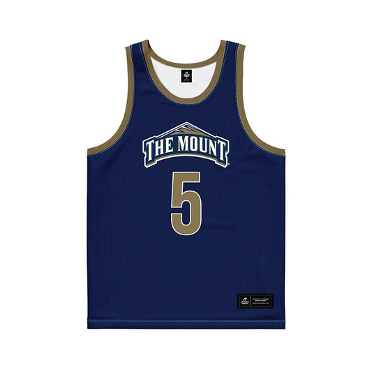 MSMU - NCAA Men's Basketball : Trey Deveaux - Navy Basketball Jersey-0