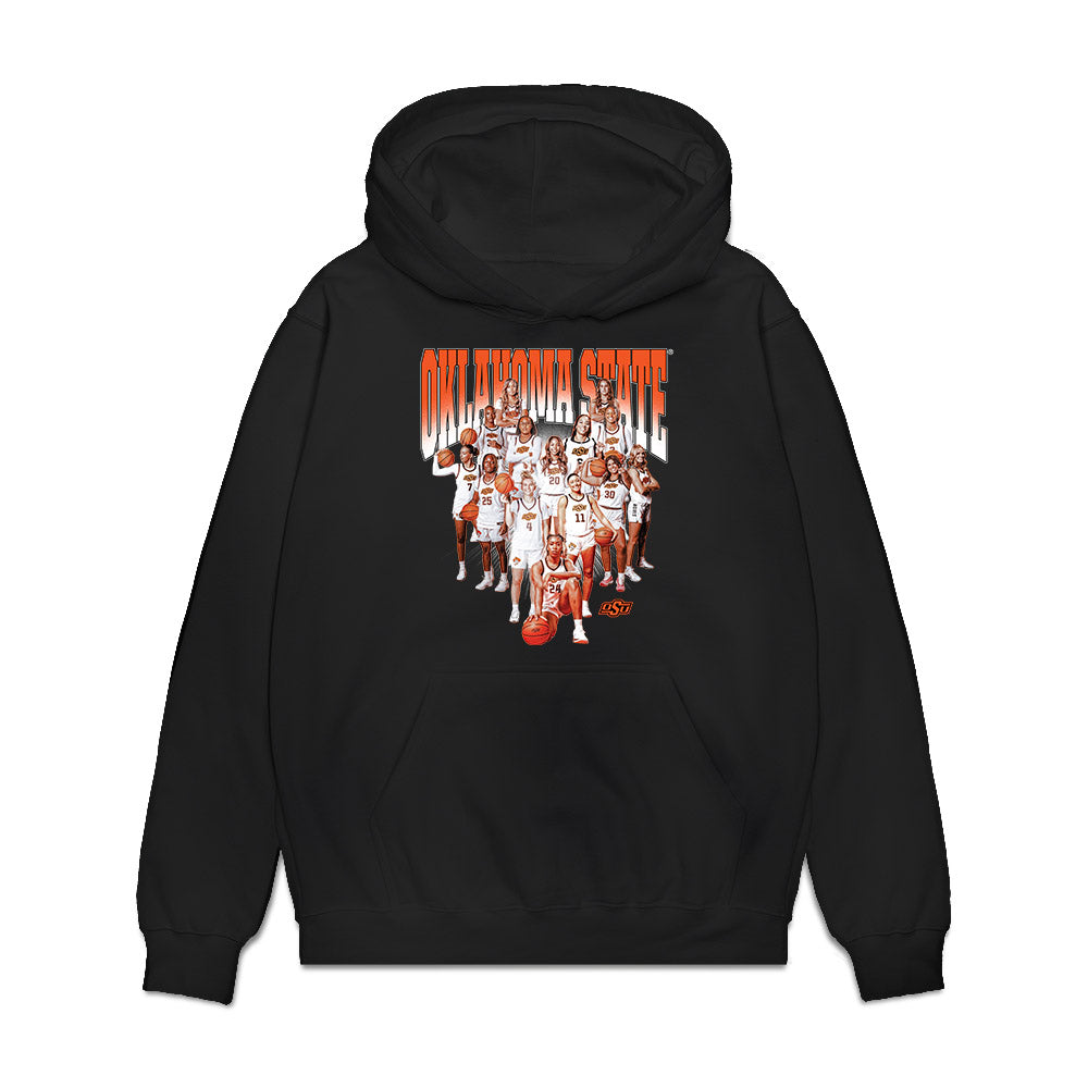 Oklahoma State - NCAA Women's Basketball : Team Collage Premium Hooded Sweatshirt-0