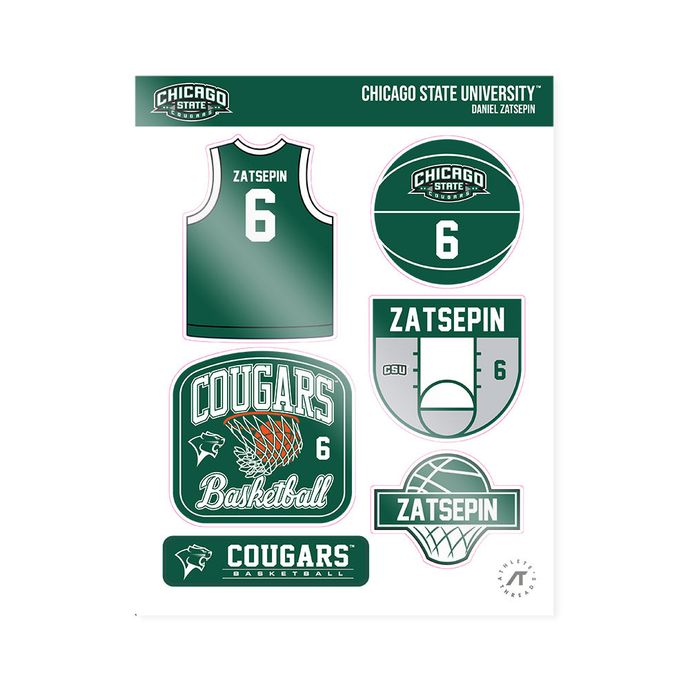 Chicago State - NCAA Men's Basketball : Daniel Zatsepin - Sticker Sheet-0
