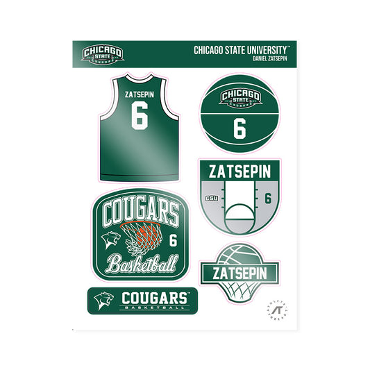Chicago State - NCAA Men's Basketball : Daniel Zatsepin - Sticker Sheet-0