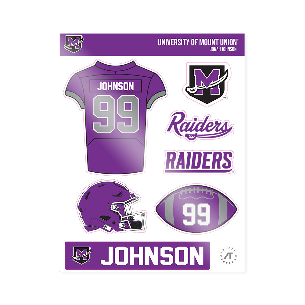Mount Union - NCAA Football : Jonah Johnson - Sticker Sheet-0
