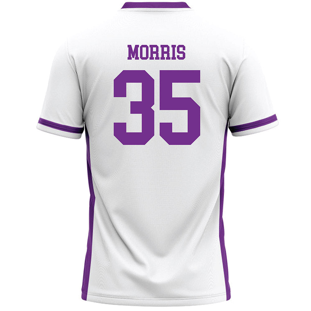 Mount Union - NCAA Men's Lacrosse : Hunter Morris - White Lacrosse Jersey -1