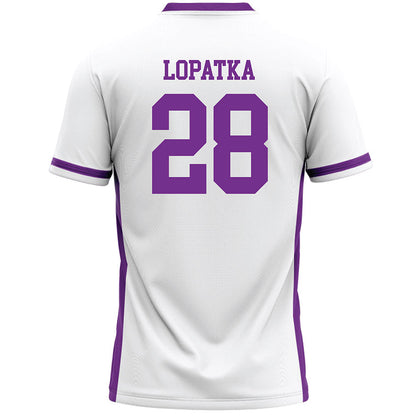Mount Union - NCAA Men's Lacrosse : Nikolai Lopatka - White Lacrosse Jersey -1