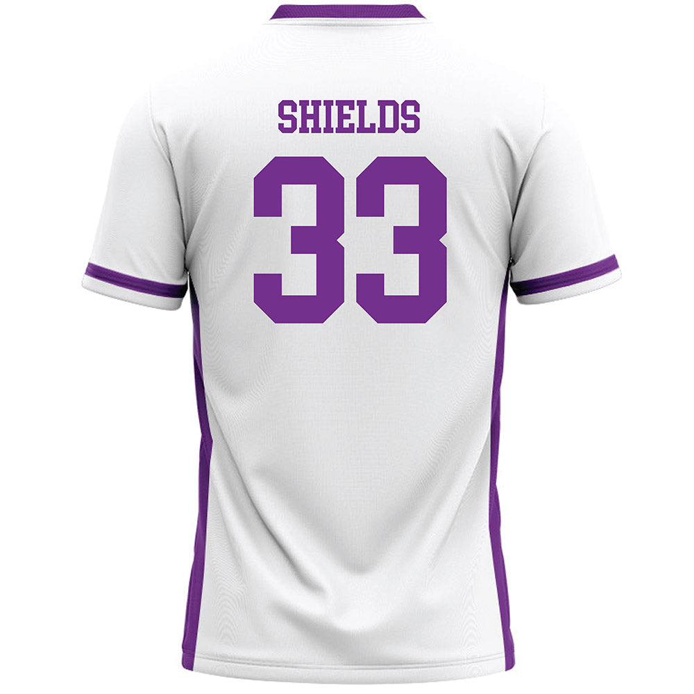 Mount Union - NCAA Men's Lacrosse : Liam Shields - White Lacrosse Jersey -1