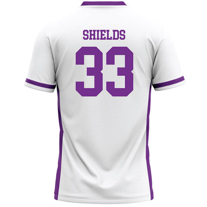 Mount Union - NCAA Men's Lacrosse : Liam Shields - White Lacrosse Jersey -1