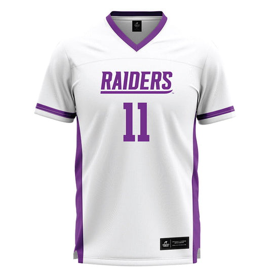 Mount Union - NCAA Men's Lacrosse : Mason Discenza - White Lacrosse Jersey -0