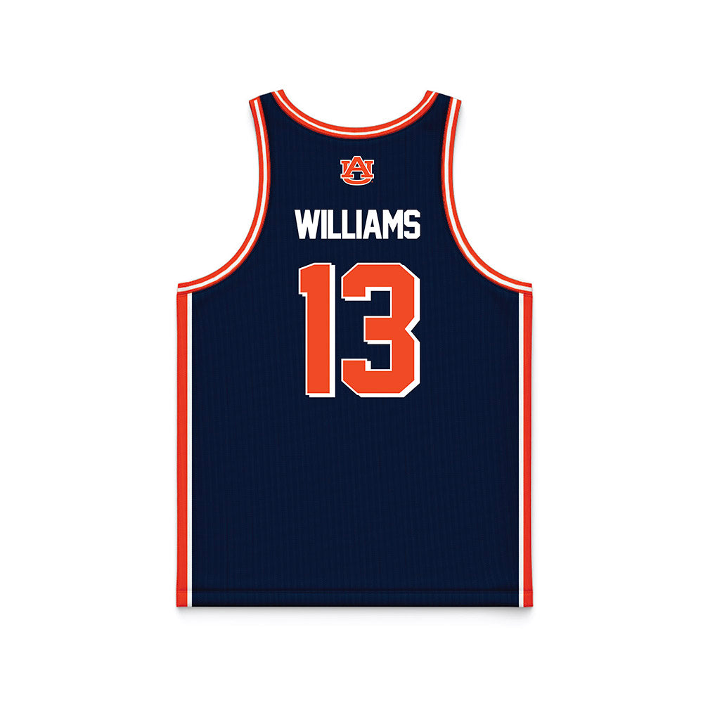 Auburn - NCAA Men's Basketball : CJ Williams - (Navy) NCAA® March Madness® 2025 Jersey Basketball Jersey-2