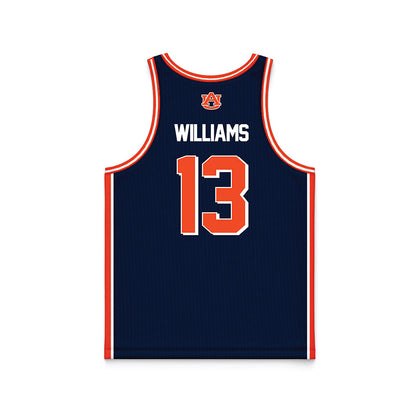 Auburn - NCAA Men's Basketball : CJ Williams - (Navy) NCAA® March Madness® 2025 Jersey Basketball Jersey-2