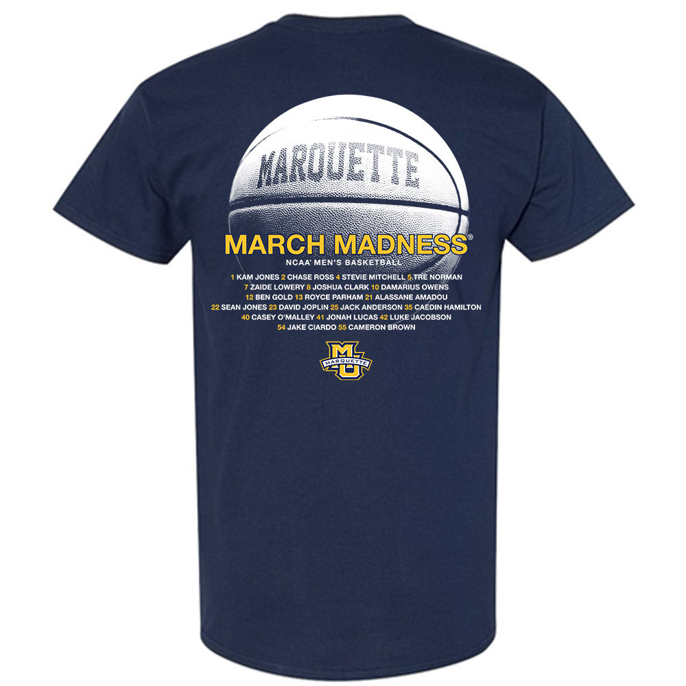 Marquette - NCAA Men's Basketball : - NCAA® March Madness® 2025 Roster T-Shirt-1